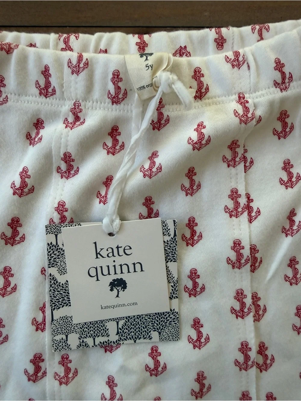 NWT kate quinn Kids White and Pink Anchor Pants - 5 Year